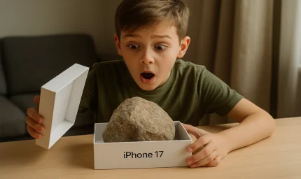 Yeni aldığı iPhone 17'nin kutusundan taş çıktı